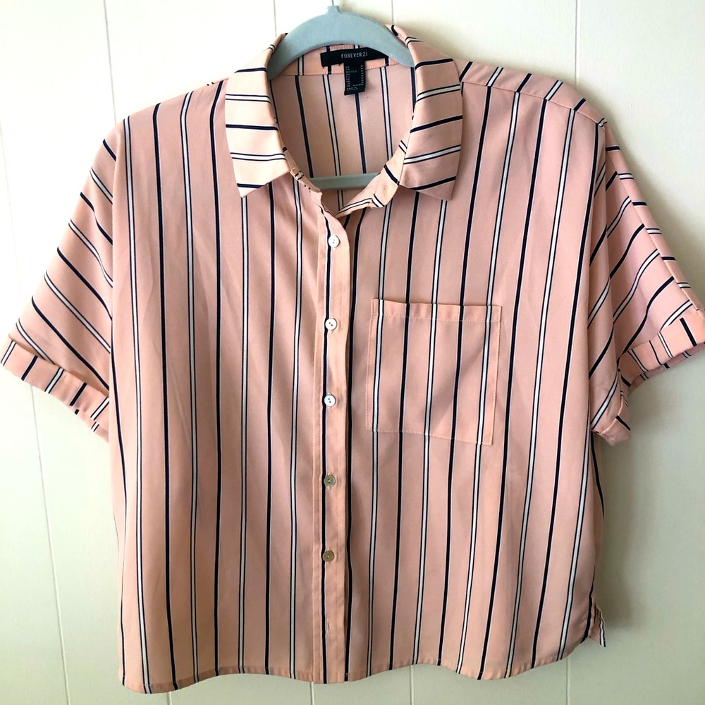 Forever 21 Medium pink striped blouse